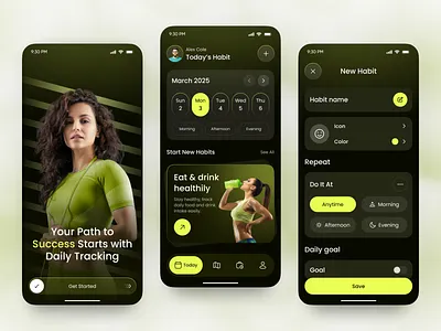 Habit & Fitness Tracker App activity tracker app app design fitness fitness app fitnesstrackerapp habit habittracker habittrackerui health app ios mobile mobile app design productdesign uxuidesign