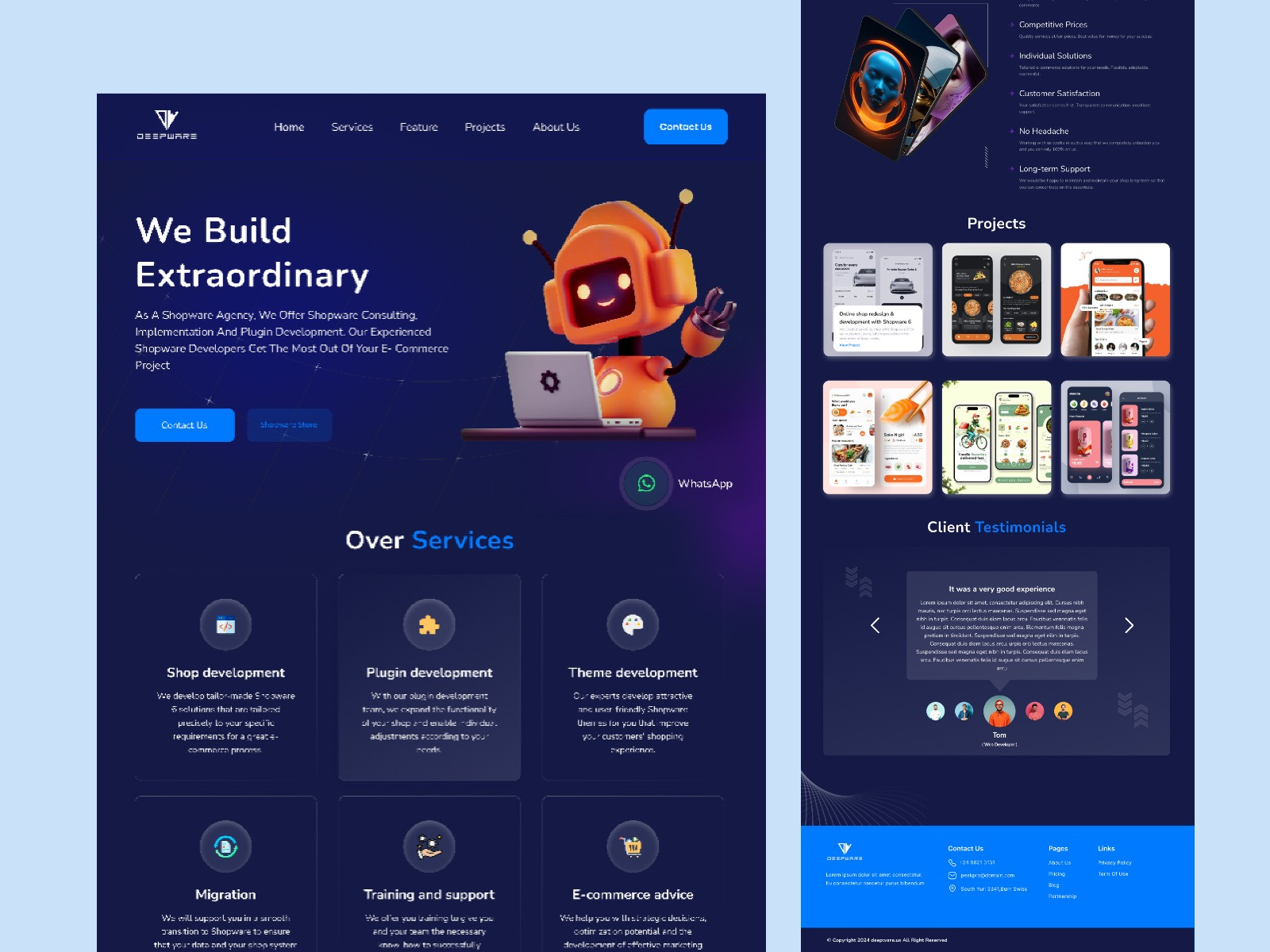 Deepware – Futuristic Shopware Development Website Design clean ui deepware land page design ui landing pages ui web ui