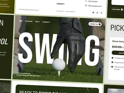 SWING - Golf Academy Landing Page dribbble figma golf green hahd landingpage layout motion graphics simple sport ui ui design uiux ux ux design web webdesign website website design
