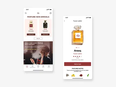 Areeq Perfume App - UI Design branding creative design daily ui design digital design dribbble shots e commerce figma graphic design interactive design ios ordering app product design shopping app ui uiux user experience user interface ux we design