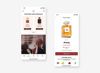 Areeq Perfume App - UI Design branding creative design daily ui design digital design dribbble shots e commerce figma graphic design interactive design ios ordering app product design shopping app ui uiux user experience user interface ux we design