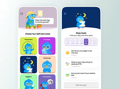 Duolingo for Mental Health betterhelp counselor design doctor gamification headspace healthcare illustration interface mascot mental wellness product design psychiatrist talkspace therapist thriveworks ui uidesign ux