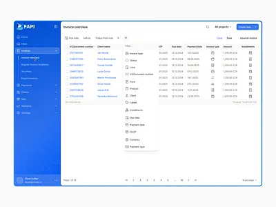 Filters button dashboard dropdown filters table ui tables