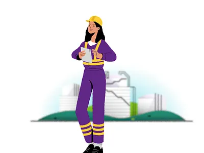 Trainee character design electricity energy gas illustraiton safety tablet vector women