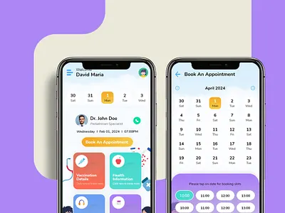 Pediatrician App Design app colorful design graphic design minimal pediatrician