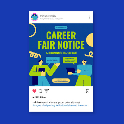 Career Fair Instagram Post advertising art direction branding career fair college concept design education graphic design illustration instagram post layout marketing collateral promotion social media template visual art