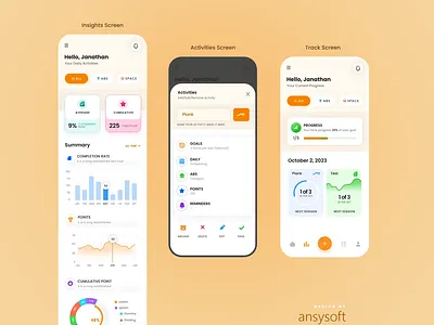The mobile app named "Atomic" designed by Ansysoft adobephotoshop aiforthewin aiproductivity getthingsdone goalsetting habitstacking mobileapp productivityapp productivityhacks selfimprovement successhabits timemanagement