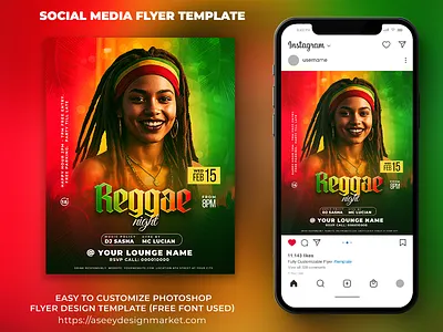 Reggae Night PSD Flyer Template flyer flyer design flyer template graphic design night club flyer reggae flyer reggae poster