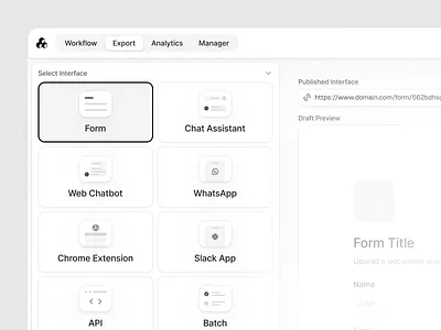 Select Interface Sidebar ai builder custom dashboard form icons interface select sidebar workflow