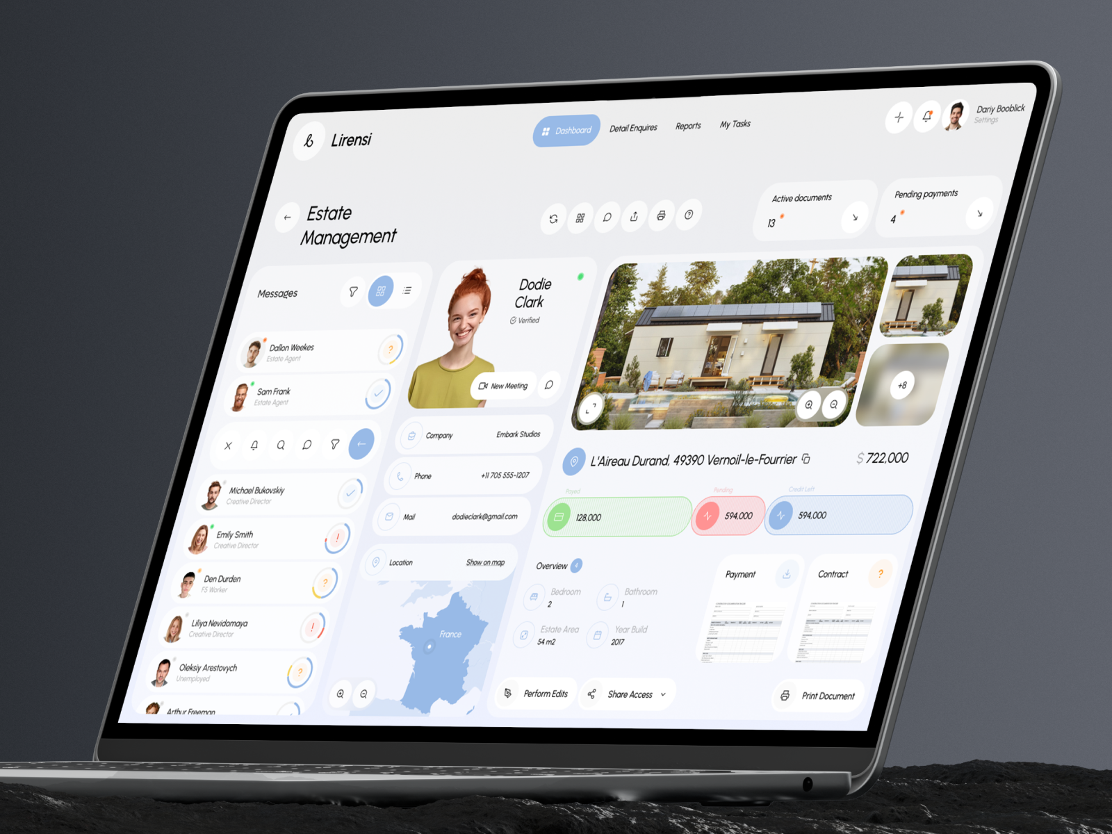 Lirensi CRM - Real Estate Dashboard ai app b2b business crm dashboard design estate interface platform product property proptech real estate saas service software ui ux web