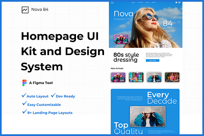 Nova 84 Landing Page Kit 2025 blue website branding clothing dark mode darkmode figma ui kit inspiration landing page modern landing page modern website nova ui ui kit website design website template