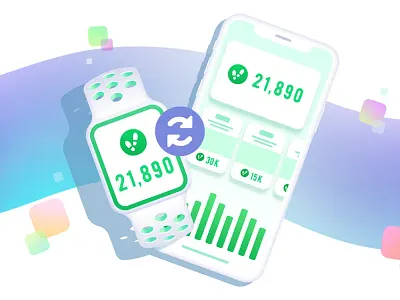 Fitness app W activity tracker onboarding activity tracker apple watch drylikov fit fitness app gradient illustration ios iphone mobile onboarding onboarding screen run running step tracker ui ux watch