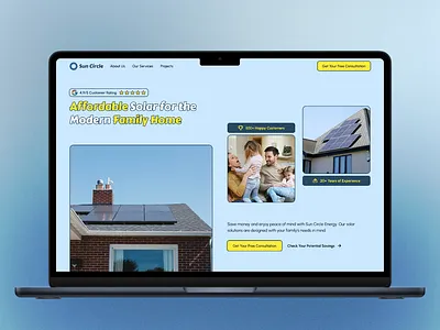 Sun Circle 👪 Website Design | Solar for Suburban Families best solar website design landing page modern solar solar company website solar landing page solar website solar website design solar website template web design website design