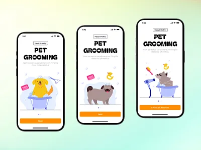 PetSpa - Pet Grooming App UI Design app design app ui branding design illustration mobile mobile app ui pet grooming pet spa ui ui design uiux