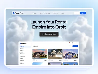 Property Management Dashboard hero hero section property management real estate rental property rocket rent saas saas website web design