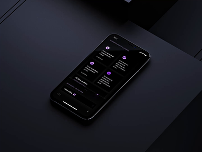 Dark mode motion for natural AI animation app brand dark design gamification illustration ios iphone menu mode motion touch ui voice