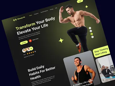 Gym & Fitness Landing Page UI - Fitness Website Design body building branding business design diet website firqah firqah lab fitness fitness coach fitness trainer gym website healthy landing page sport training website ui uiux weightless workout