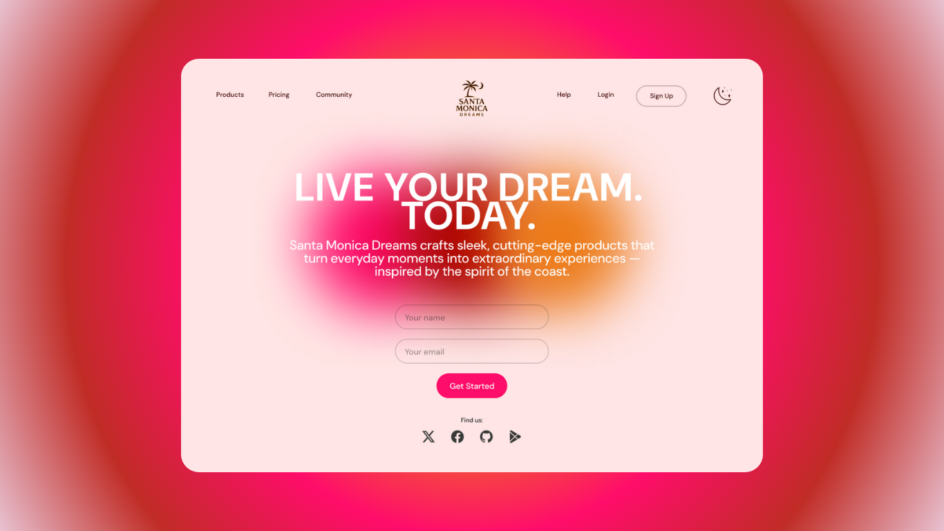Santa Monica Dream colorful creative design hero section inspiration landing page minimalist prototype web design
