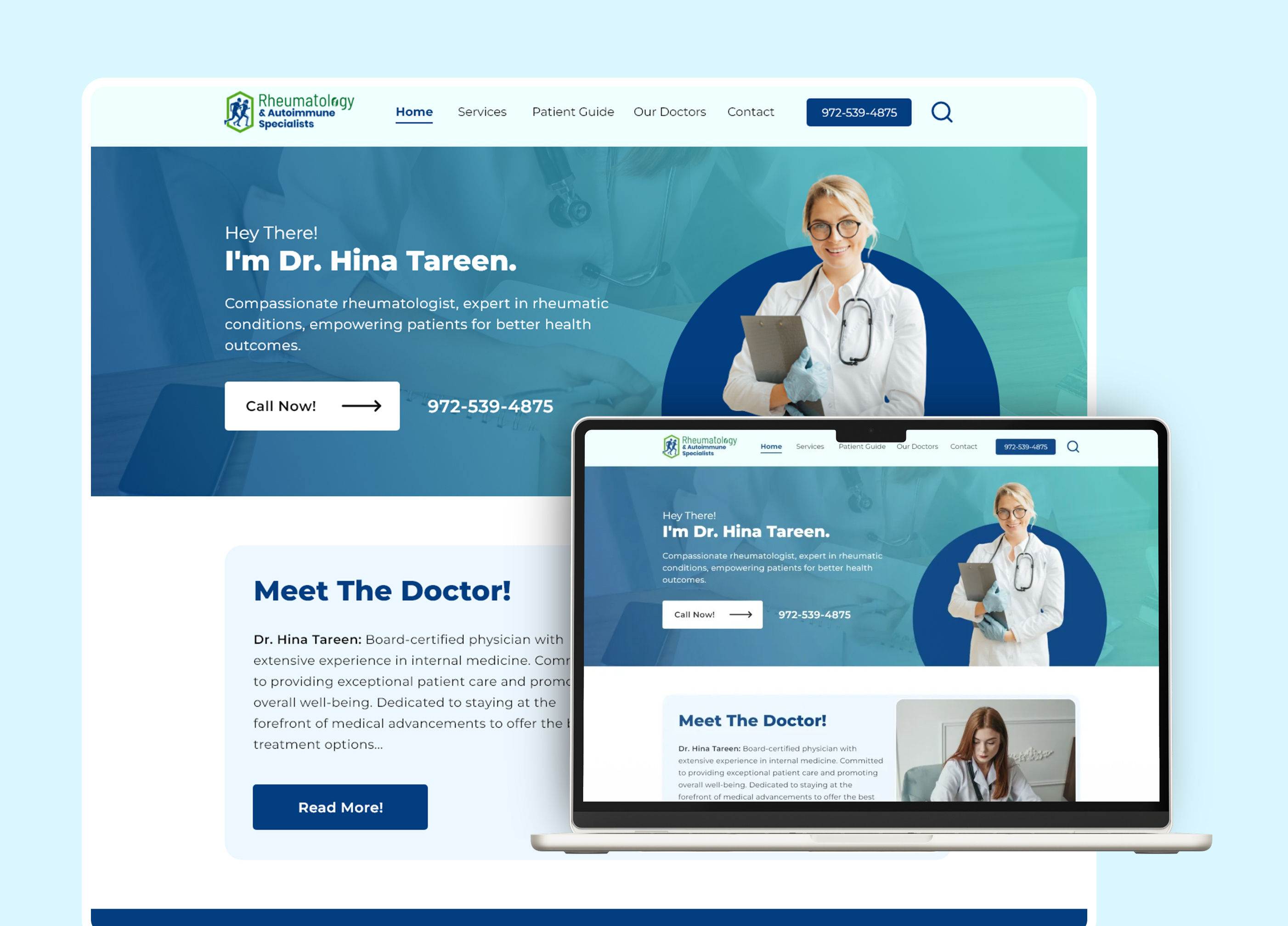 Rheumatologist Homepage Design | Faraz Hassan Khan 2025 porfolio figma designer figma homepage design homepage wirefram landing page design medical doctor website rheumatologist homepage design the rheumatologist website ui designer ui designer inspiration uiux