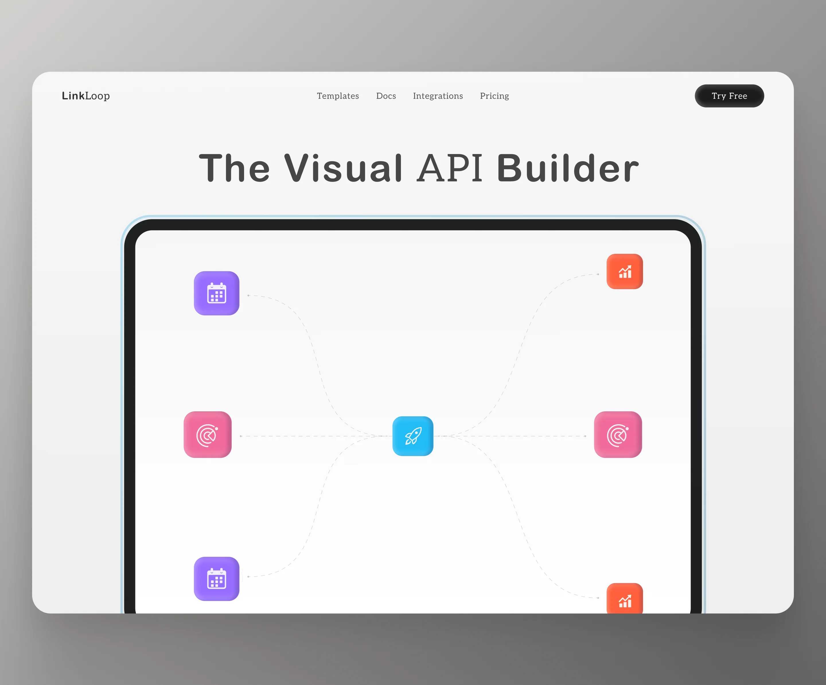 LinkLoop – Visual API Builder UI ai api branding build clean design graphic design hero illustration ipad minimalist ui ux