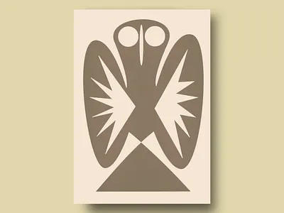 Geometric Owl Spirit Symbol abstract bird animal totem artistic emblem earth tones ethnic pattern folk symbolism geometric animal line symmetry minimalist illustration modern totem native influence neutral palette owl symbol poster sacred design simple shape symbolic design tribal art wisdom spirit