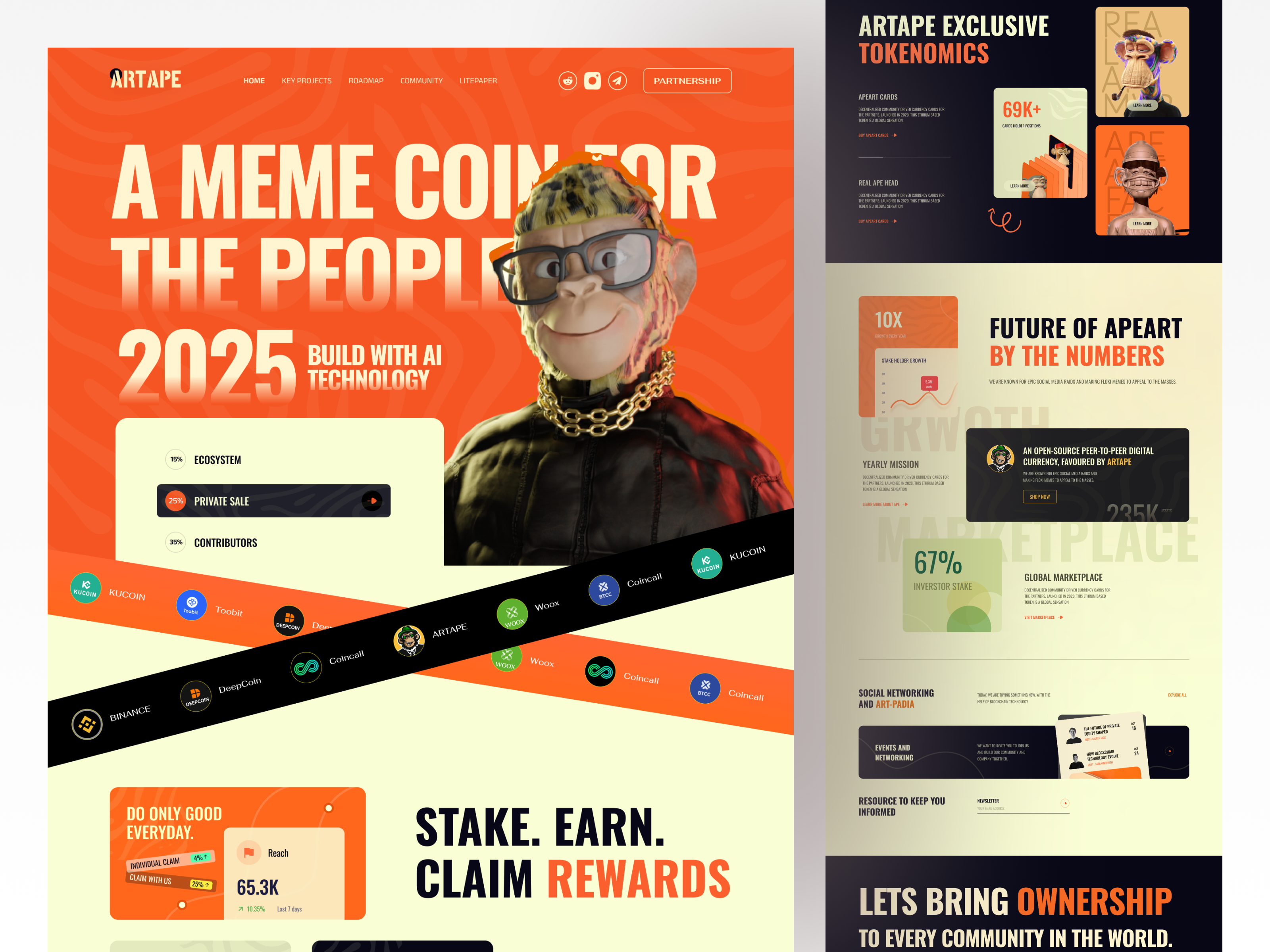 Artape Meme Coin Website Design aiwebsite apecoin blockchainwebsite business coinmics creativeui designinspiration figmadesign fintech freelanceproject homepagedesign landingpage memecoin nft technology uiuxdesign uxsolution webdesign websitedesign webui