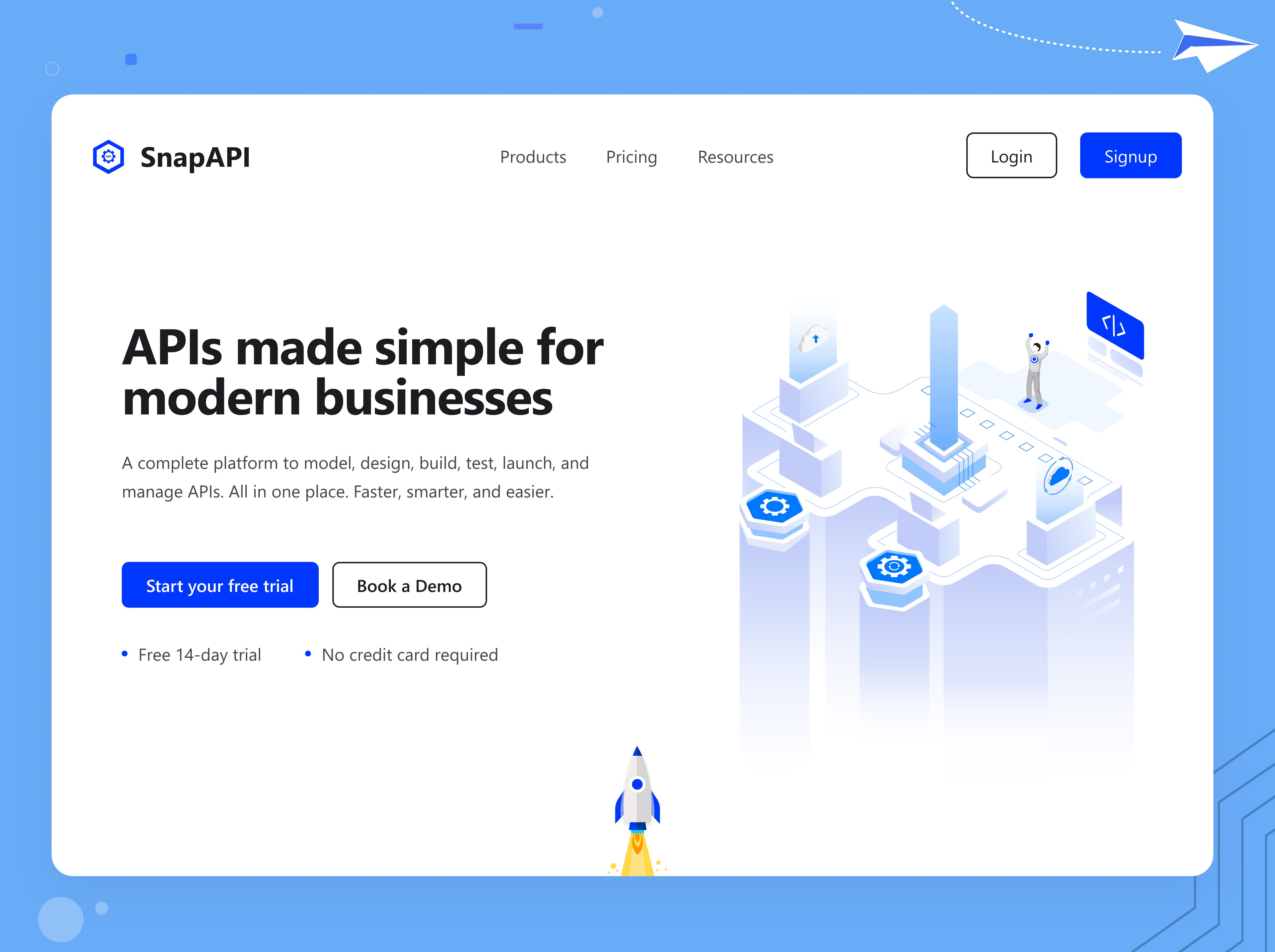 Saas landing page api landing page modern platform saas startup ui