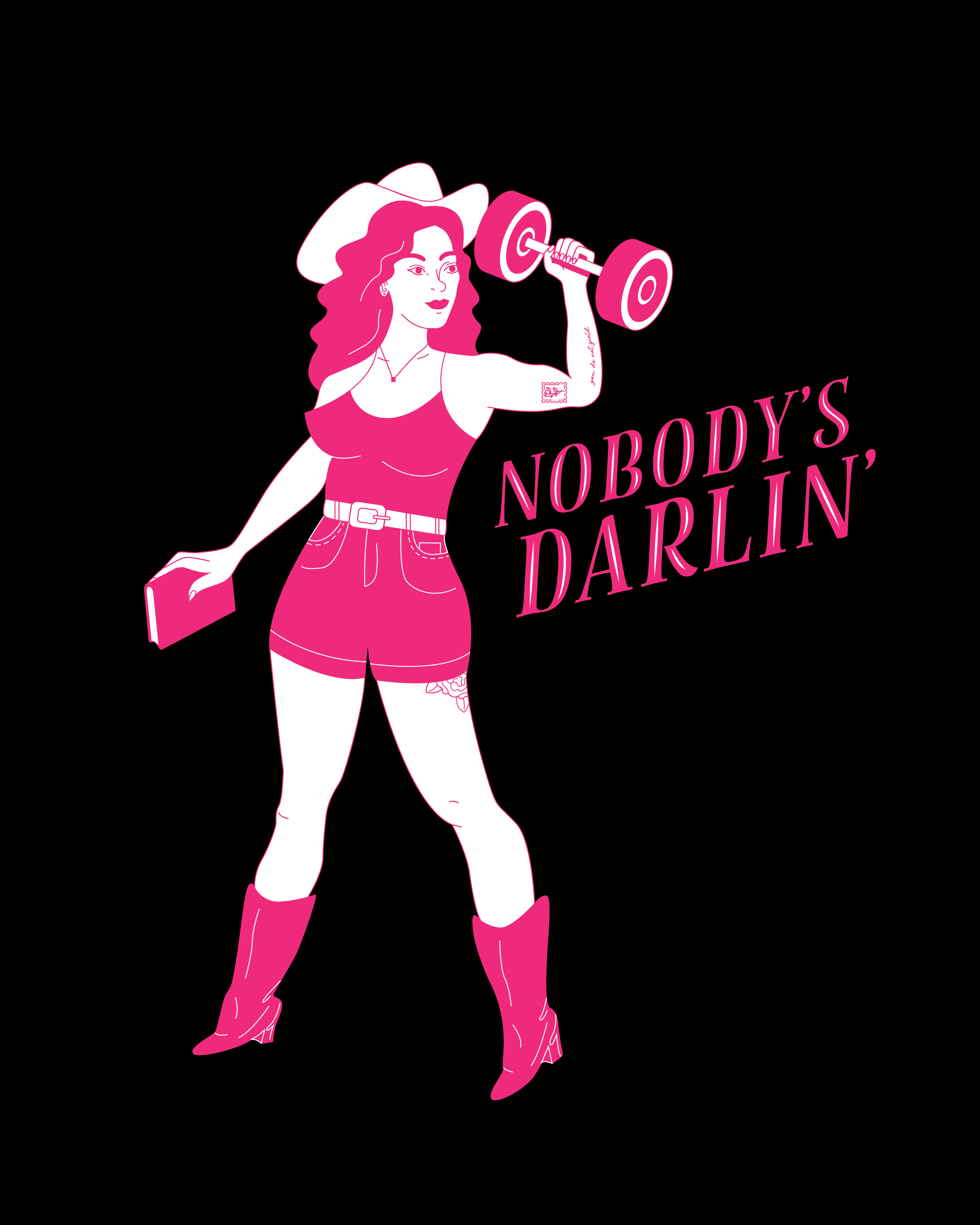 Nobody's Darlin' art artist black brand brand assets branding country cowboy cowgirl design graphic art graphic design illustration logo pink typography vector