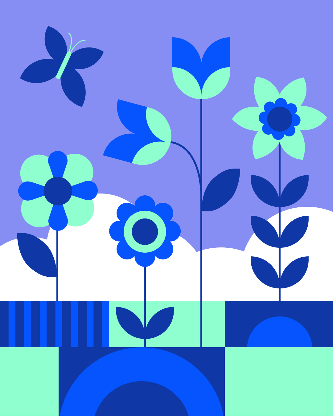 Spring in Bloom art artist bloom blue brand brand assets branding concept creative design flower geometric graphic art graphic artist graphic design illustration logo spring vector