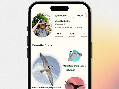 User Profile - Birding App app birding birdwatching daily ui dailyui mobile product design ui