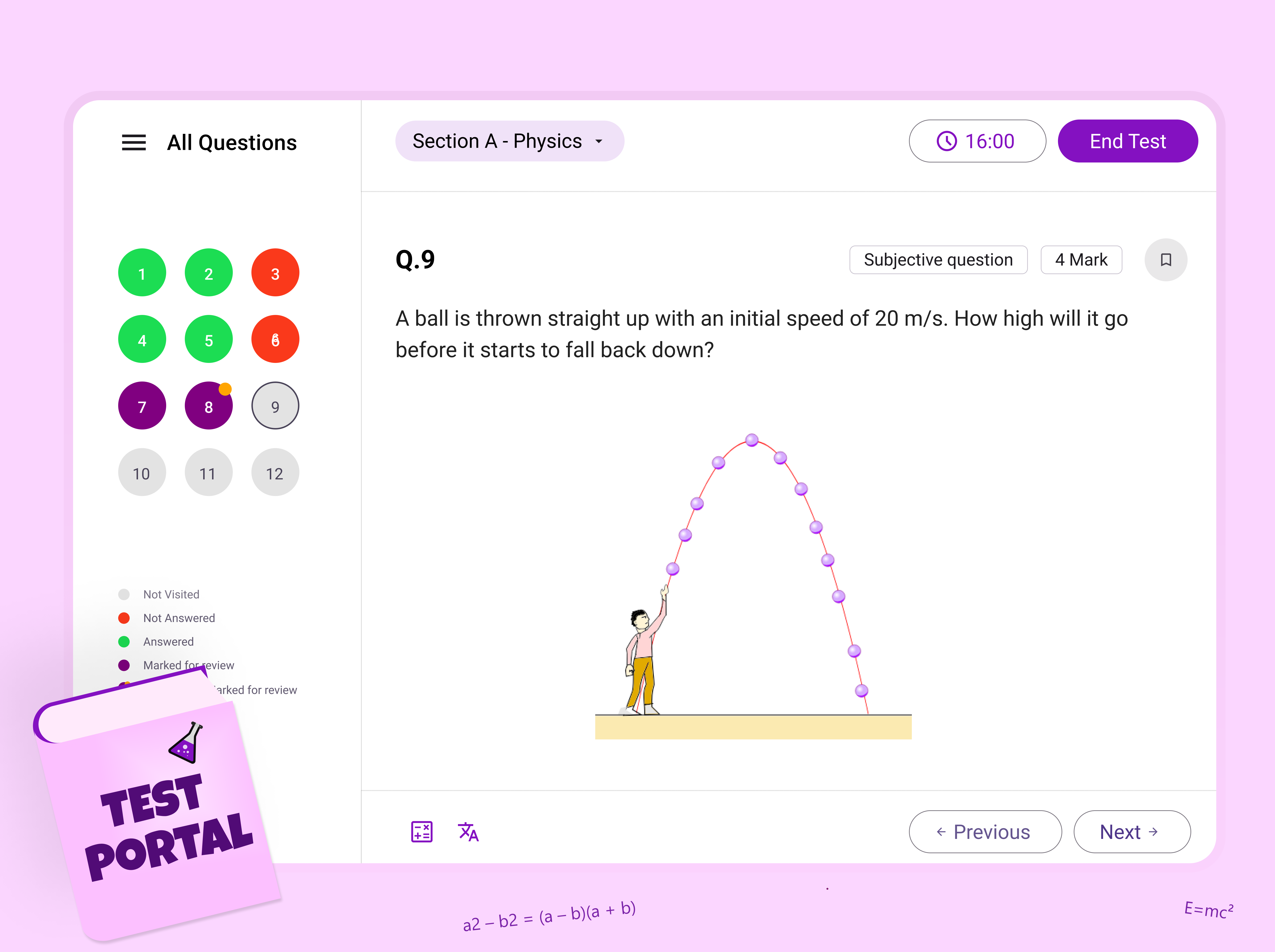 Online Test Exam panel exam graphic design lms online test physics portal question quiz test panel ui upsc ux
