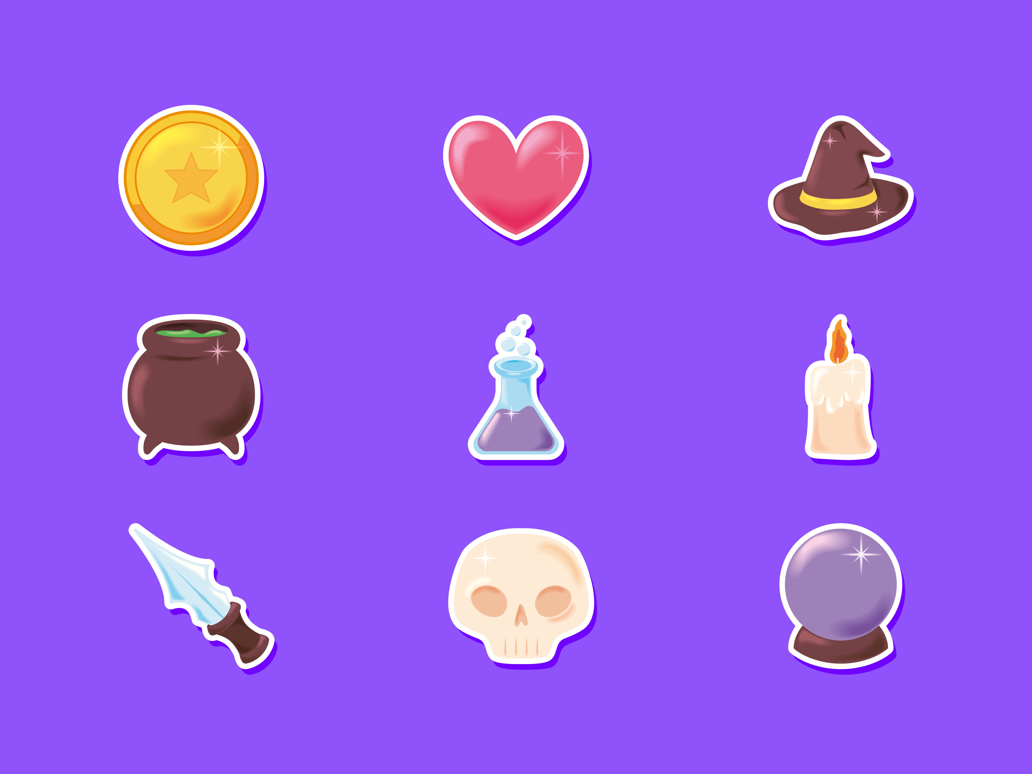 Magic Icons cute design graphic design icons illustration items magic paquete stickers vector