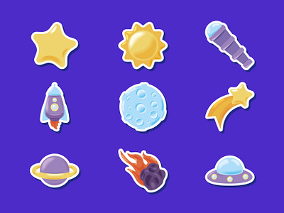 Space Icons cute design graphic design icons illustration items planet space star sun vector
