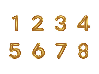 Numbers 3D Icons 3d cute design gold graphic design icons illustration items numeros vector