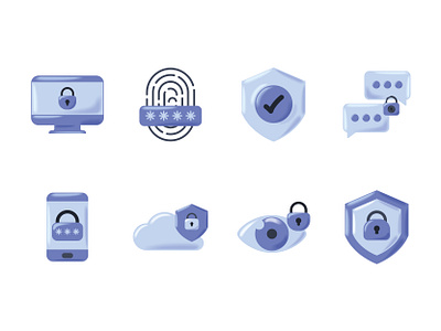 Cybersecurity Icons 3d candado cloud contraseña cute design escudo graphic design icons illustration items vector