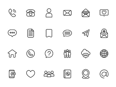 Contact Lineal Icons blanco y negro cute design graphic design icons illustration items lineal minimalista simple vector