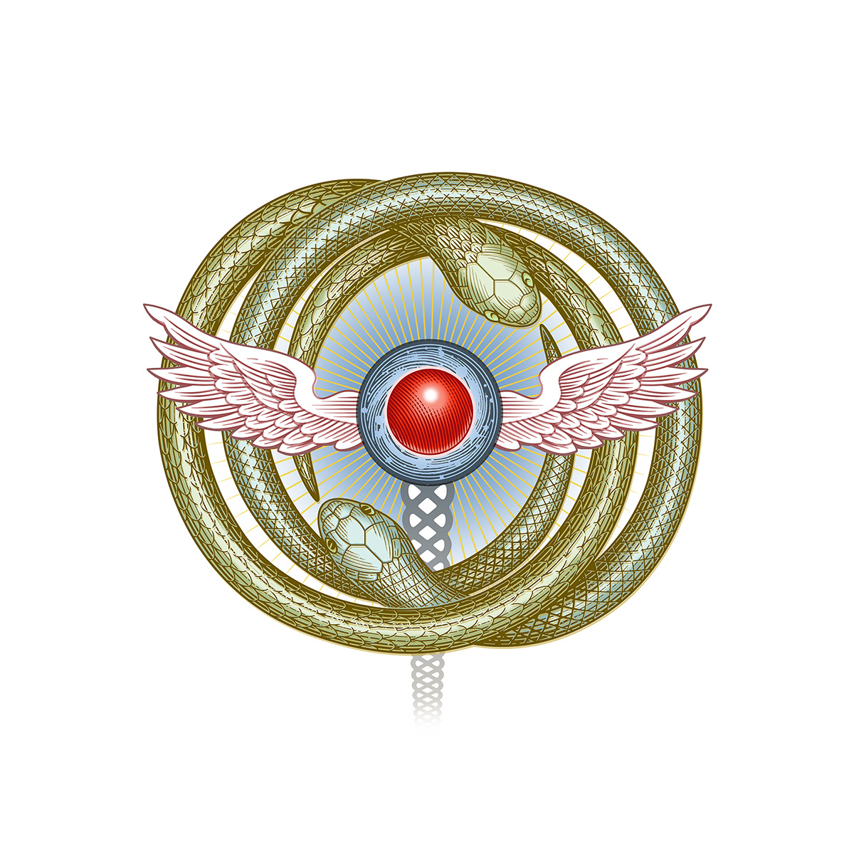 Caduceus caduceus orb snakes wings