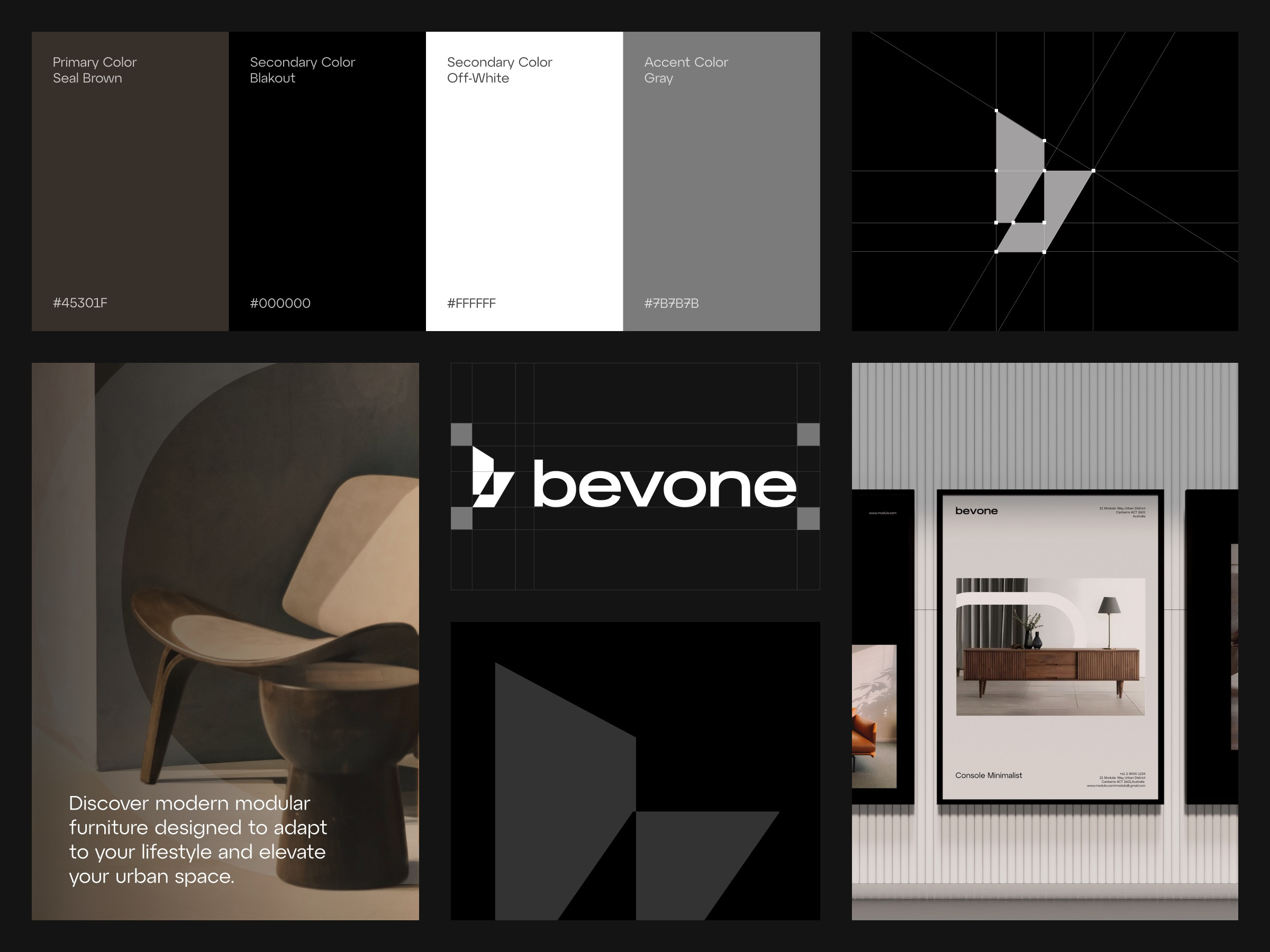 bevone - Furniture & Interior Visual Identity Branding Guideline architecture banner brand book brand design brand guideline brand identity branding brochure corporate identity furniture graphic design interior design logo logo design magazine minimalist modern professional typography visual identity