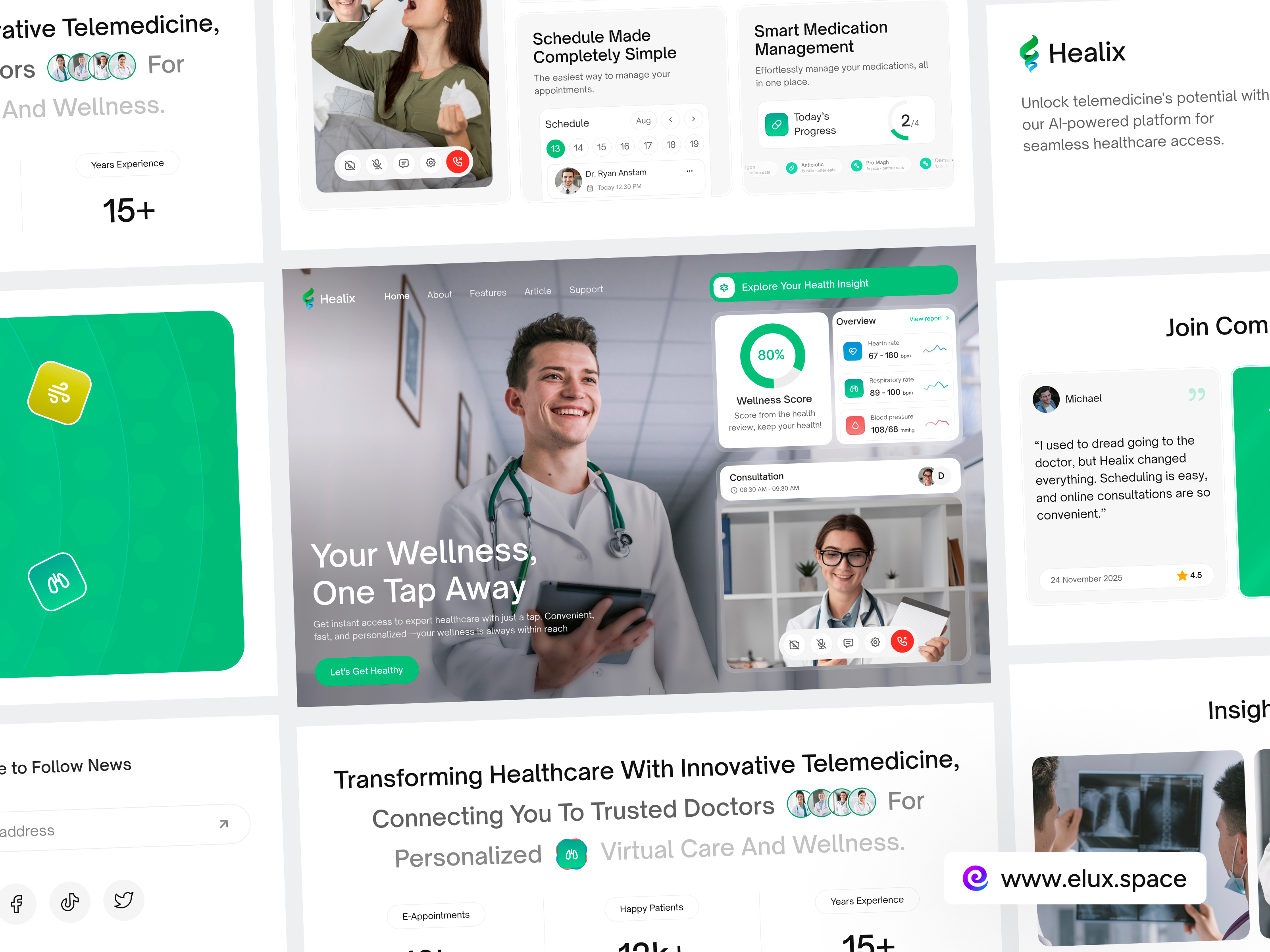 Healix - AI Telemedicine Landing Page ai ai healthcare consultation diagnosis digital clinic doctor health platform healthcare healthtech medical support online doctor patient remote health scheduling smart wellness telemedicine therapy tracking virtual care wellness