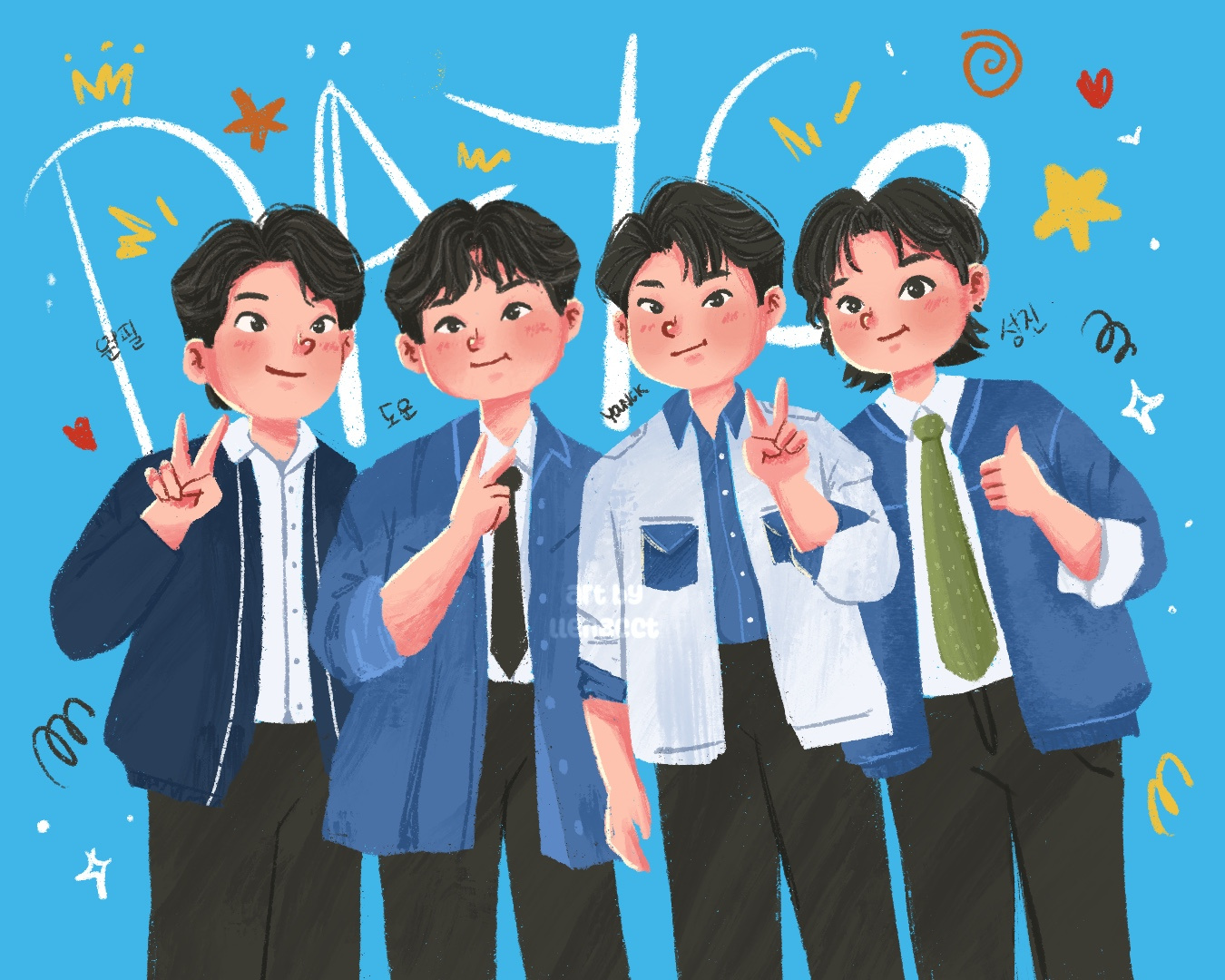 DAY6 DTYIS Forever Young Concert Fanproject Indonesia 🍀 art blue chibi concert cute day6 digitalart dtyis fanart fanproject forever young illustration