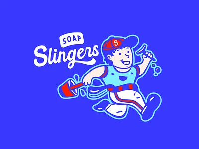 Soap Slingers Logo cleaning cleaning logo home renovation home renovation logo logo mascot mascot logo power washing soap soap slingers vintage window washing window washing logo