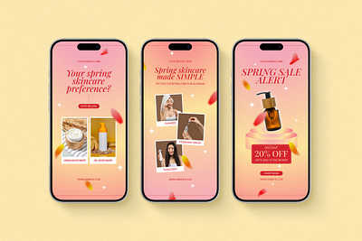 Spring Cosmetic Instagram Templates - Brivii cosmetic gradient instagram instagram post instagram post template instagram story instagram story template instagram template post skincare social media social media template story