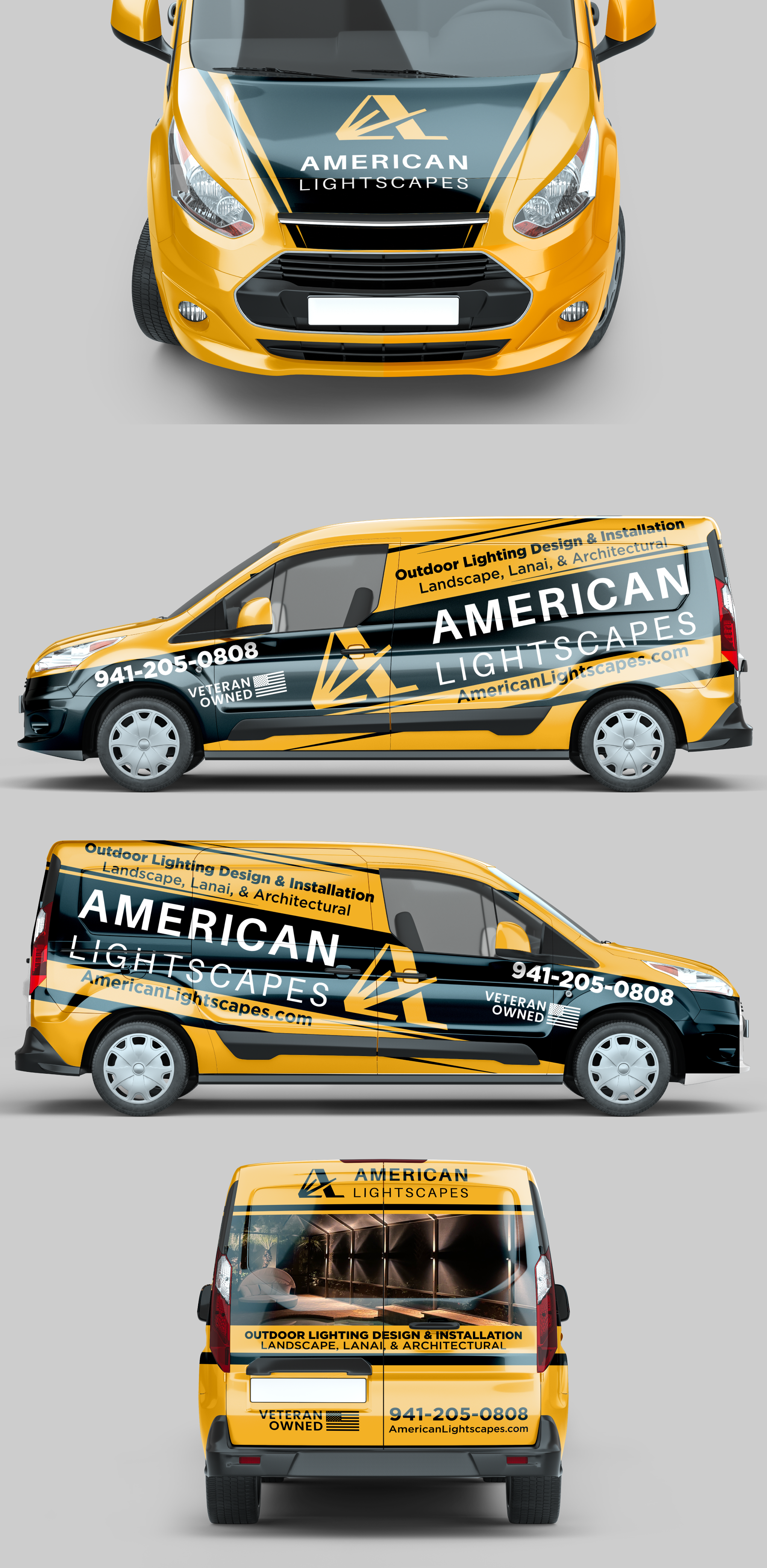 Van Wrap for American Lightscapes branding car wrap creative car wrap graphic design truck or van wrap
