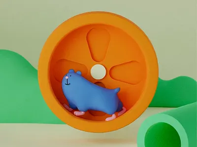 Hamster Run - 3D Design 3d 3d model 3d modeling 3d rendering animal cheerful colorful creative design digital art hamster hamster run hamster running illustration motion graphics movement run on wheel wheel wheel run