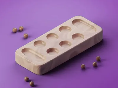 3D Design of African Board Game 3d 3d art 3d art work 3d illustration 3d model 3d render 3d visual abstract board game clean clean design design game board illustration light brown play playful purple purple background wooden