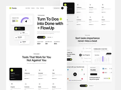 Task Management AI Website Flowup ai design landing page project project management ai project management website saas saas landing page saas website task automation task management task management web task ui uiux web web design website