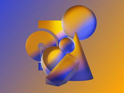 Gradient Geometry - 3D Model 3d 3d abstract work 3d art work 3d design 3d visual abstract blue color match colors mix cylinder design dynamic geometric gradient geometric shapes golden gradient gradient colors gradient shapes prism sphere