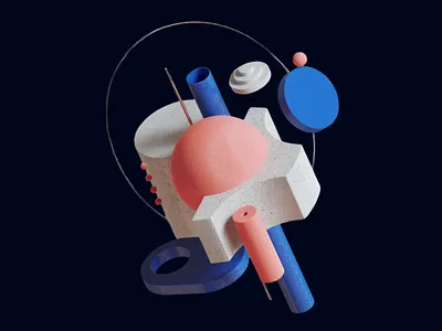 Colorful Constructs - Geometric 3D 3d 3d art 3d art work 3d model 3d render 3d visual abstract 3d colorful combination connection contrast dark dark background design geometric geometric shapes high contrast modern modern art spere