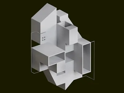 White Block Structure 3d 3d art 3d design 3d rendering 3d visual black clean color contrast conceptual art cube futuristic graphic design high contrast isometric minimalist modern modern art motion graphics structure white