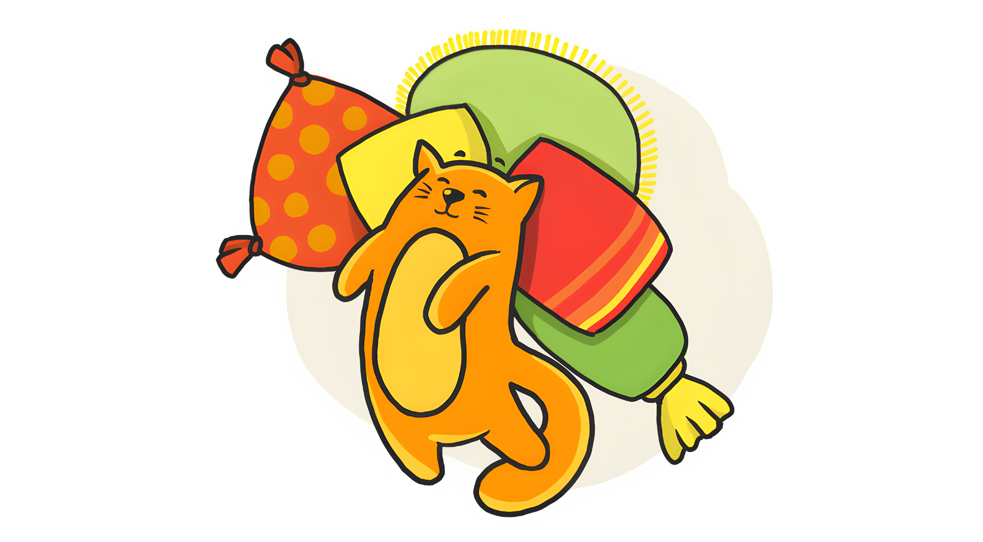 Nap time animal cartoon cat character cute illustration pillows sleep vector